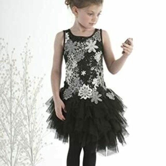 Biscotti Other - NEW! Biscotti Sz 4 Girls Punk Black Goth Princess Asymmetric Sequin Dress